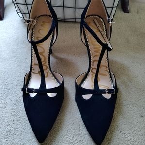 Sleek, sexy, suede, t-strap pump